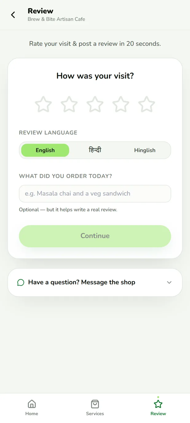 A Google review in 20 seconds