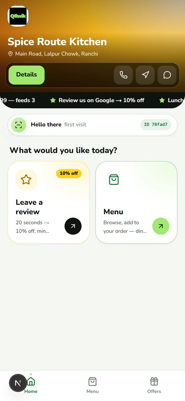 The shop as it opens on the customer’s phone after they scan