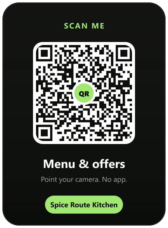 The acrylic QR standee that sits on the counter